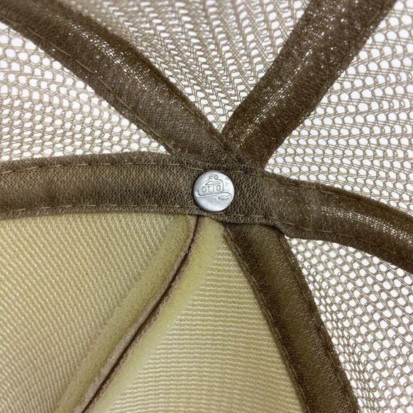 OTTO Melting Smiley Face FR Hat Mesh Snapback Foam Trucker Rope Cap Beige Yellow - Picture 8 of 9